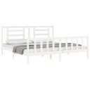 vidaXL Sengeramme med hodegavl hvit 6FT Super King heltre