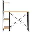 vidaXL Skrivebord med hylle svart og eik 102x50x117 cm