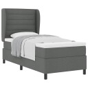  Box Spring Seng med Madrass i Mørk Grå 90x190 cm Stoff