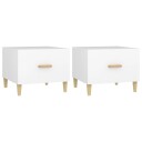 vidaXL Salongbord 2 stk hvit 50x50x40 cm konstruert tre