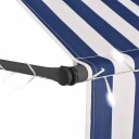 vidaXL Manuell uttrekkbar markise med LED 200 cm blå og hvit