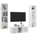 vidaXL TV-benksett 3 deler hvit sponplate