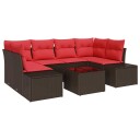 vidaXL Hagesofa Set 8 stk. Beige og Rød polyrotting