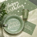 Santex Papirtallerken Happy Birthday Grønn Gull 10-pakning 6745 0-103