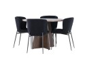 Venture Home Bootcut Spisegruppe 110 cm Rund med 4 Modesto stoler Mocca/Svart