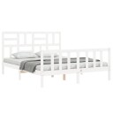 vidaXL Sengeramme med hodegavl hvit 5FT King Size heltre 8720845982522