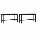 vidaXL Spisebenk 2 pcs Svart Eik 100 x 32,5 x 48,5 cm