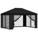 vidaXL Paviljong med sidevegger 4 × 3 m Svart Polyester og stål