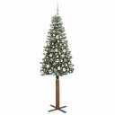  Slim juletre Grønn og hvit 180 cm PVC og Massivt Furu tre