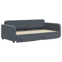  Uttrekkbar dagseng med skuffer mørkegrå 90x190 cm fløyel