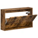 vidaXL Vegghengt skoskap HOORN 71 x 17 x 43 cm Konstruert tre Røkt Eik