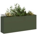 vidaXL Plantekasse olivengrønn 200x40x80 cm kaldvalset stål