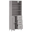  Highboard grå sonoma 69,5x34x180 cm konstruert tre