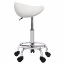 Hvit sadelstol med hjul / ergonomisk arbeidsstol / høydejusterbar behandlingsstol / frisørstol