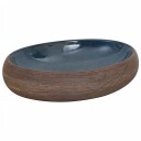 vidaXL Benkeservant brun og blå oval 59x40x15 cm keramikk