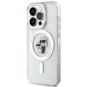 Karl Lagerfeld Transparent Hardcase for iPhone 15 Pro Karl&Choupette Glitter MagSafe