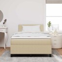  Box Spring Seng med Madrass & LED Lys Grønn Grå Liten Dobbel Corduroy Stoff