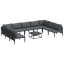  Hagesofa Set 10 pcs Antrasitt Stål