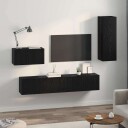  Vegghylle for TV 4 pcs Svart eik 200 x 30 x 30 cm Ingeniørtre