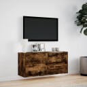  Vegghengt TV-benk med LED røkt eik 100x31x45 cm 852296