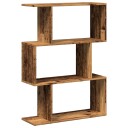 Romdeler bokhylle 3 lag gammelt tre 70x24x97 cm konstruert tre