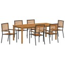 vidaXL Hage Spisegruppe 7 stk. Svart Solid akasietre