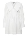 GANNI Cotton Poplin V Neck Smock Mini Dress White 34