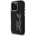 Karl Lagerfeld Mobildeksel med Grained Signature Logo til iPhone 16 Pro - Svart