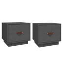 vidaXL Nattbord 2 stk grå 40x34x35 heltre furu