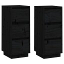 vidaXL Skjenker 2 stk svart 32x34x75 cm heltre furu