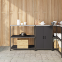  Kjøkkenoppbevaringssett med hylle 2 pcs Svart 150 x 50 x 92 cm