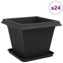 vidaXL Plantepotter 24 pcs Svart 38 x 38 x 30 cm Plast