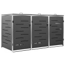 vidaXL Søppeldunkskur trippelt 207x77,5x115 cm rustfritt stål
