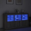 vidaXL Skjenk med LED-lys grå sonoma 123x37x67 cm