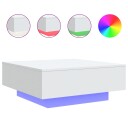  Salongbord med LED-lys hvit 80x80x31 cm 8721012251724