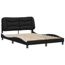  Sengeramme med LED-lys svart og hvit 120x200 cm kunstig lær 8721012356405