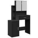  Sminkebord med skap svart 80x35x132 cm 8721102816574