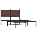  Sengeramme i metall med hodegavl brun eik 120x190 cm 8721102953491