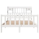  Seng med bokhylle uten madrass hvit 140x190 cm heltre furu 8721158605238