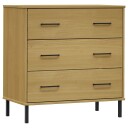 vidaXL Skjenk med 3 skuffer brun 77x40x79,5 cm heltre OSLO