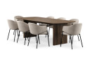 Bark Richeto Spisebord 240 cm med 8 Filip Spisestoler   Røkt eik / Taupe Bouclé
