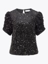 Vila Believe O-Neck Puff Sequins Top Sort 40