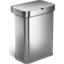 Rektangulær sensorbøtte 58 l enkeltbeholder børstet stål brushed steel