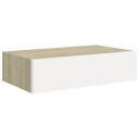  Veggmontert skuffehylle eik og hvit 40x23,5x10 cm MDF 8720286418741
