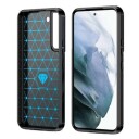 Samsung Galaxy S22 5G Børstet TPU-deksel Karbonfiber Svart