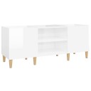  Hifi benk høyglans hvit 121x38x48 cm konstruert tre