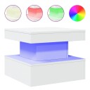  Salongbord med LED-lys hvit 50x50x40 cm 8721012466098