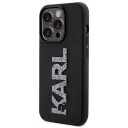 Karl Lagerfeld iPhone 15 Pro 3D Gummideksel med Glitterlogo - Svart