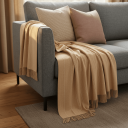 Tepper   Bomullspledd   Martina Stripe beige/hvit Størrelse: 130 x 170 cm