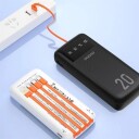 Dudao K6 Pro+ Powerbank 20000 mAh med 3 Innebygde Kabler Svart